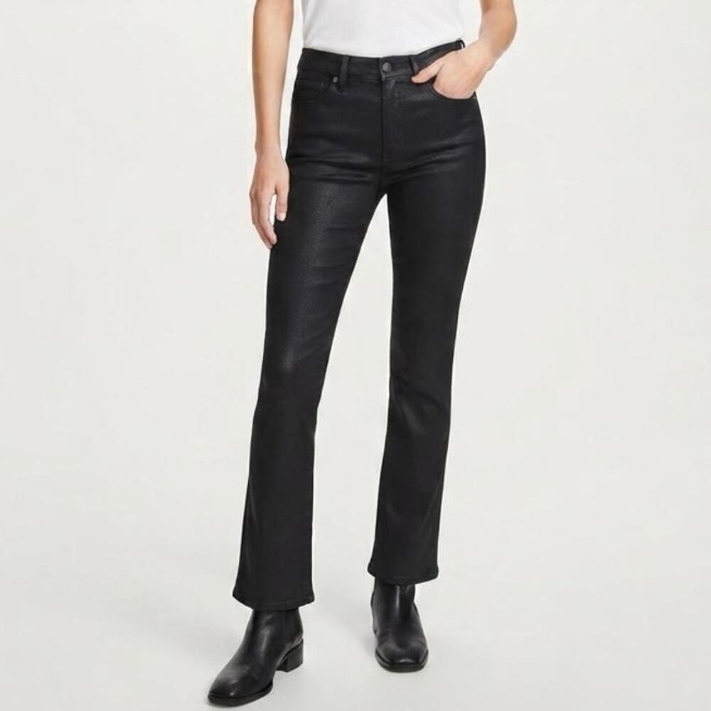 Sam Edelman Black Penny Bootcut Jeans NWT High Rise Coated Denim Size 27